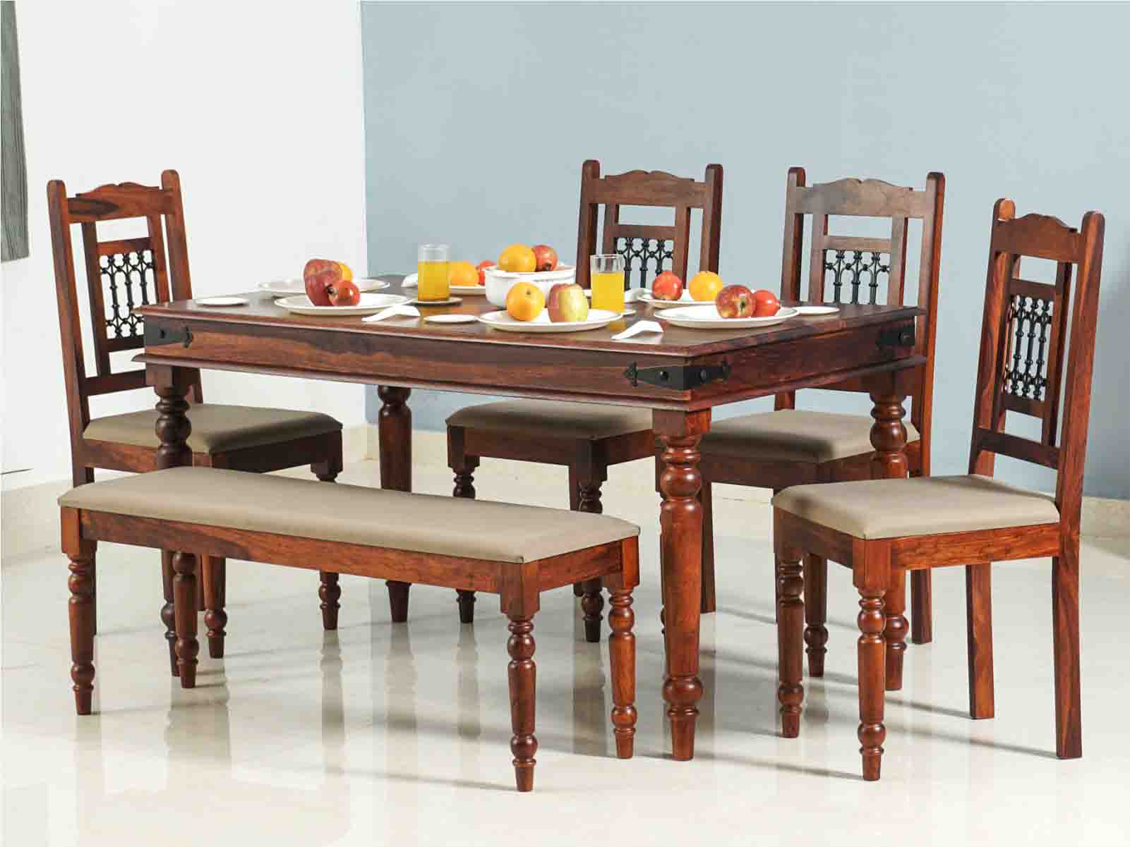 Duraster Eternal Dining Table Set 6 Seater with 4 Chairs & 1 Bench # 3 - Image 4