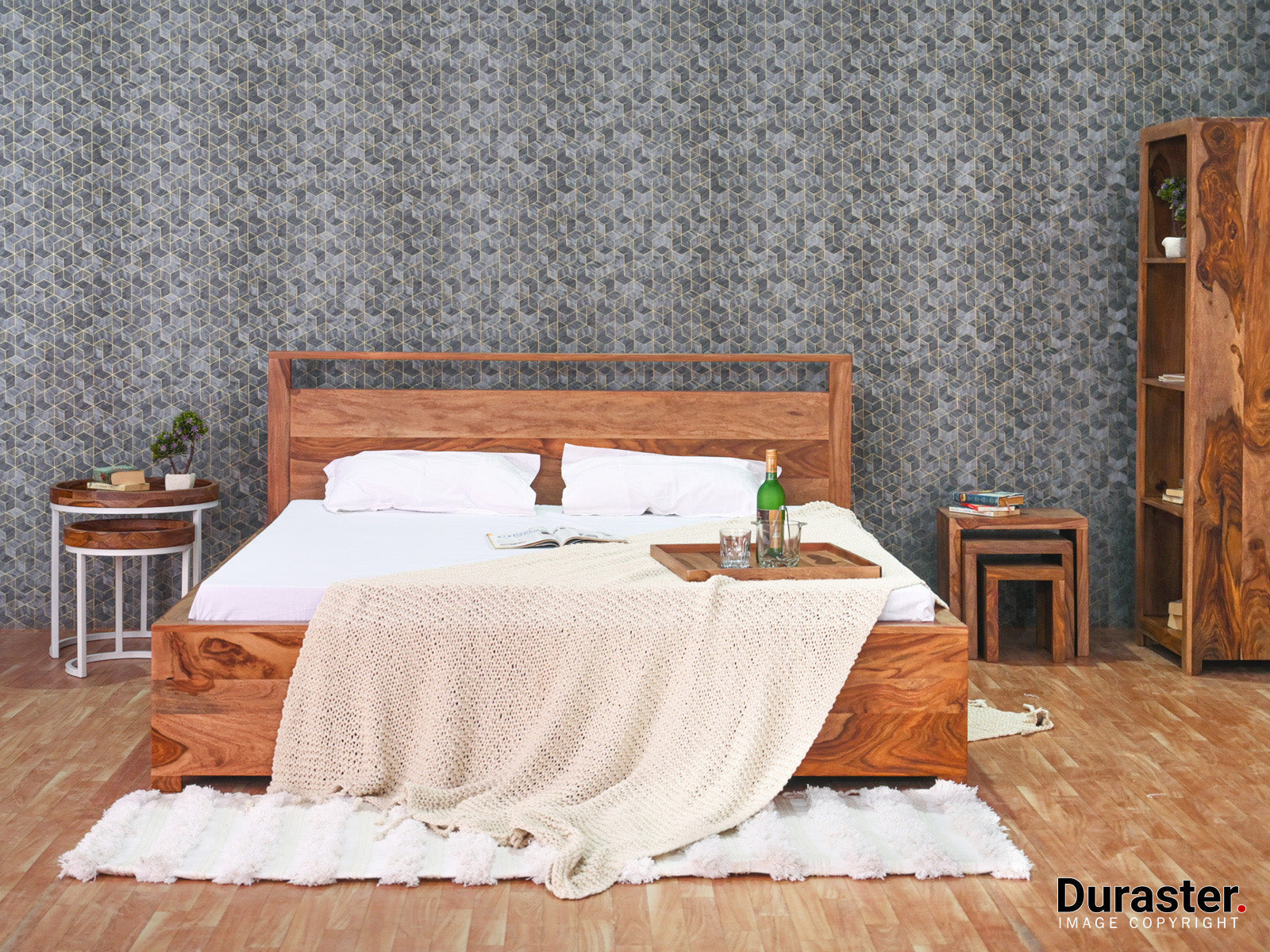 Duraster Hawkin Solid Sheesham Wood King Size Bed #1 - Image 2