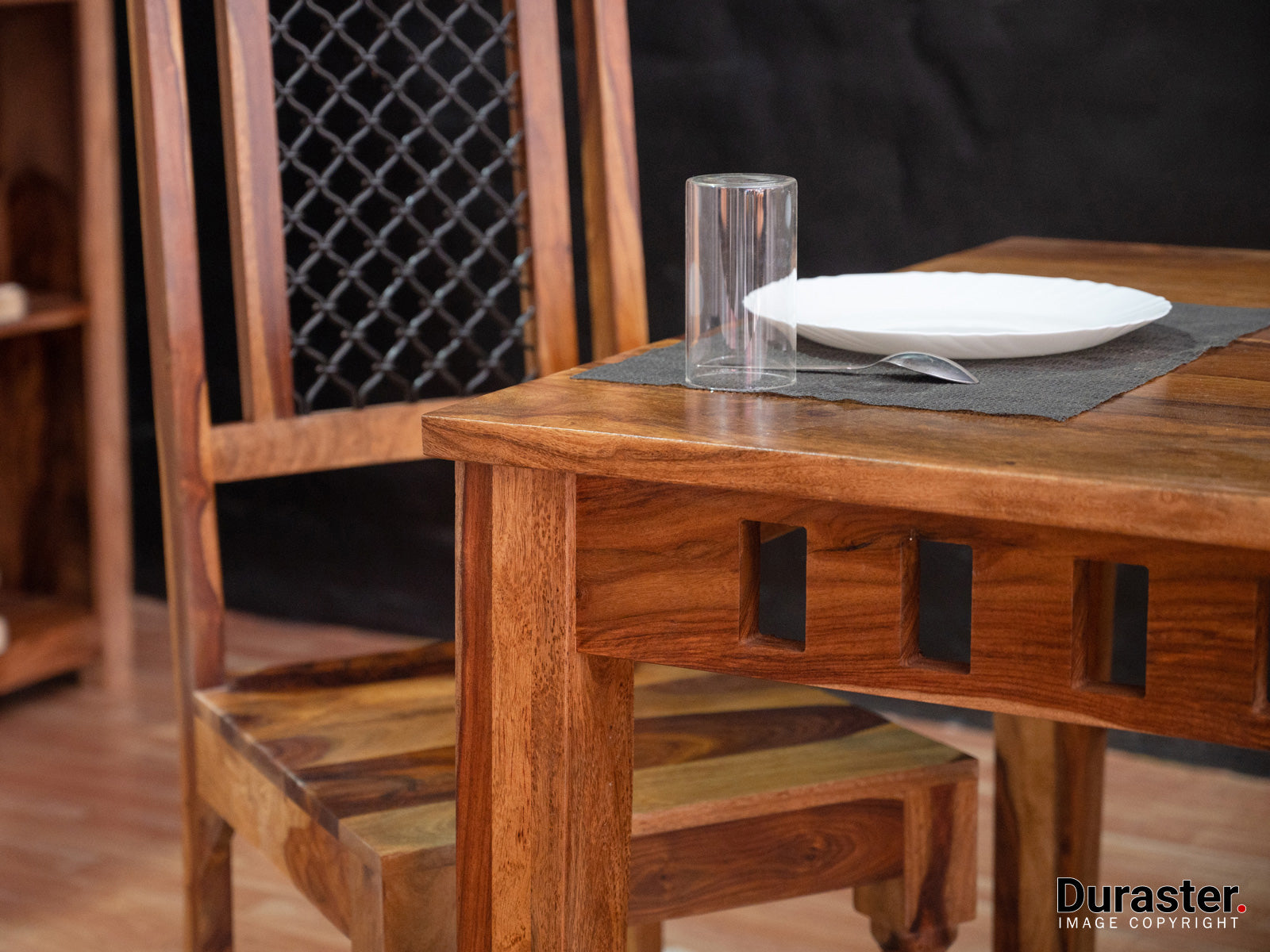 Duraster Amber Vintage 6 Seater Dining Table Set with Bench #8 - Image 2