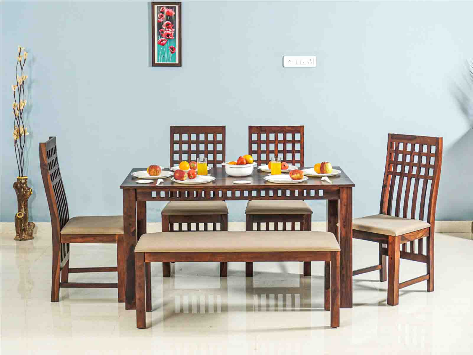 Duraster Ummed Dining Table Set 6 Seater & 1 Bench # 02 - Image 4