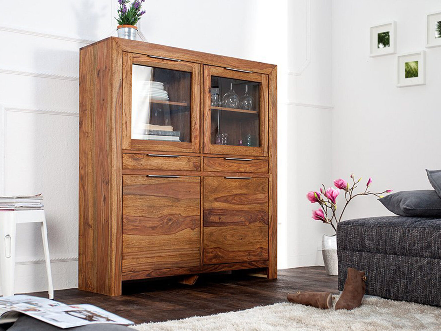 Sheesham Wood Display Cabinet