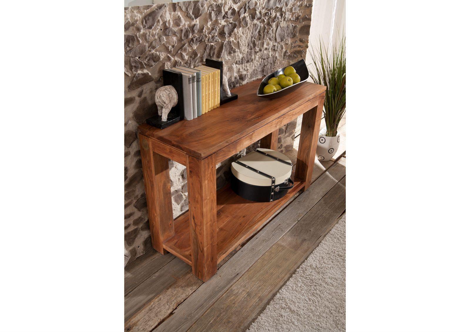 Bison Modern Design Acacia Wood Console Table with Storage Shelf - Duraster