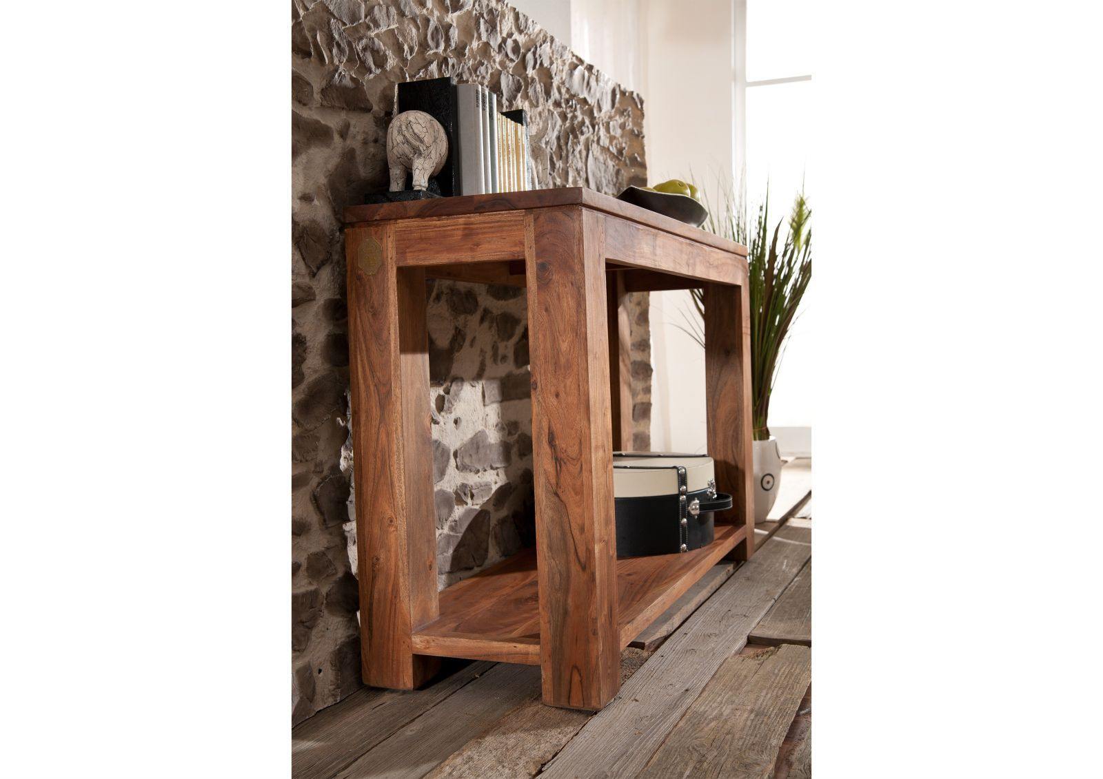Bison Modern Design Acacia Wood Console Table with Storage Shelf - Duraster