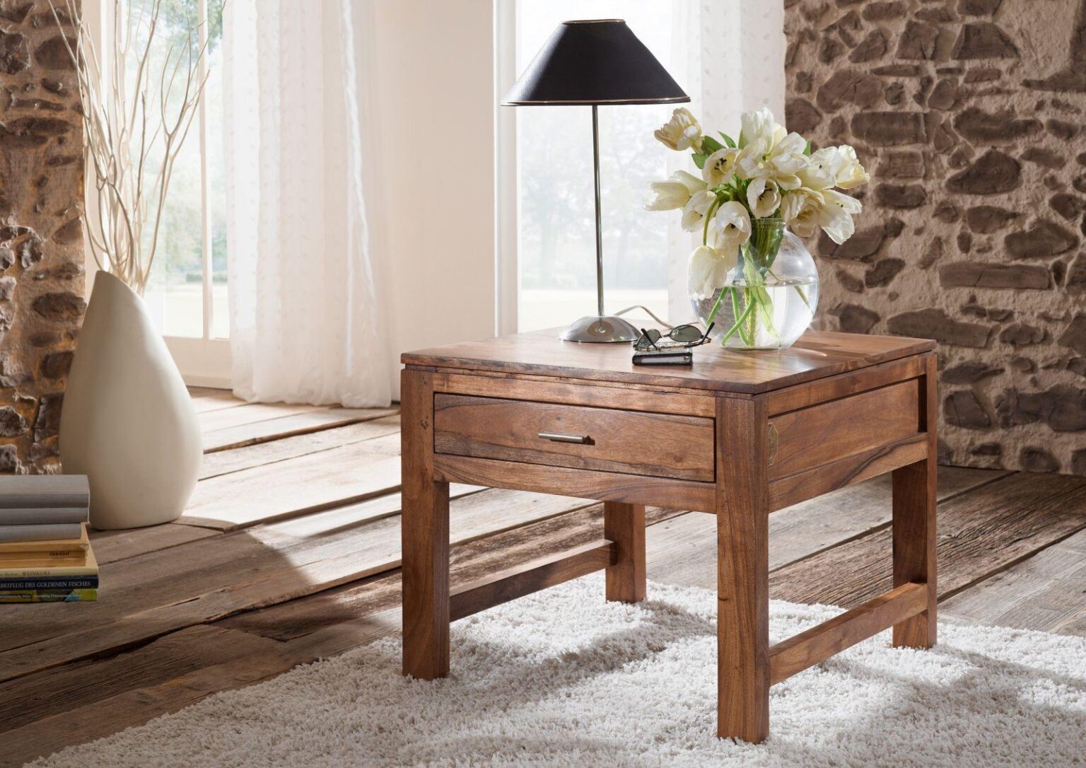 Bison Elegant multi-utility Side Table with Drawer - Duraster