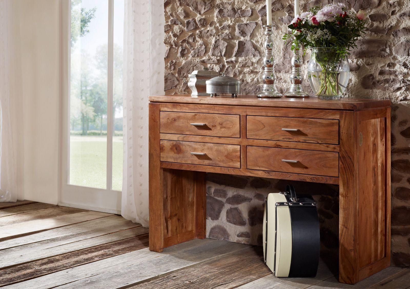Bison Modern Design Acacia Wood Console Table - Duraster