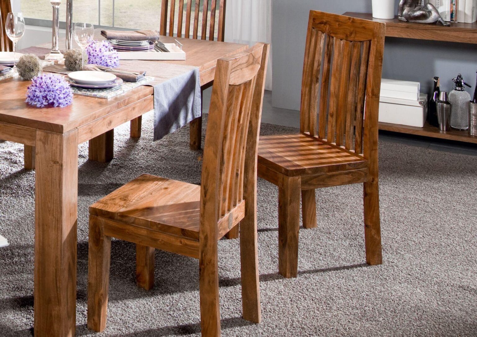Bison Modern Acacia Wood Sleek Chair - Duraster