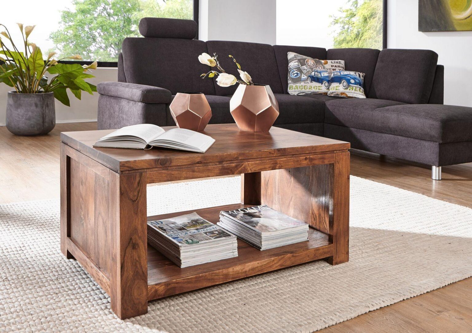 Bison Modern Acacia Wood Elegant Coffee Table - Duraster