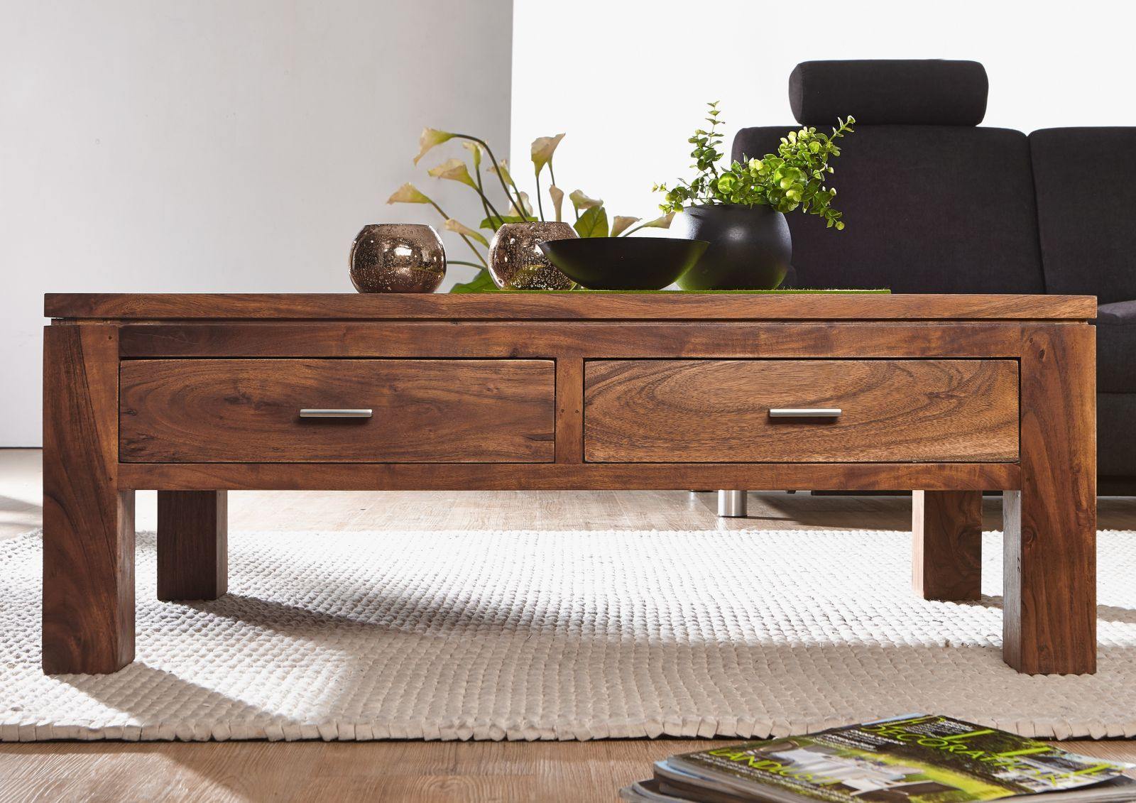 Bison Modern Acacia Wood Compact Coffee Table - Duraster