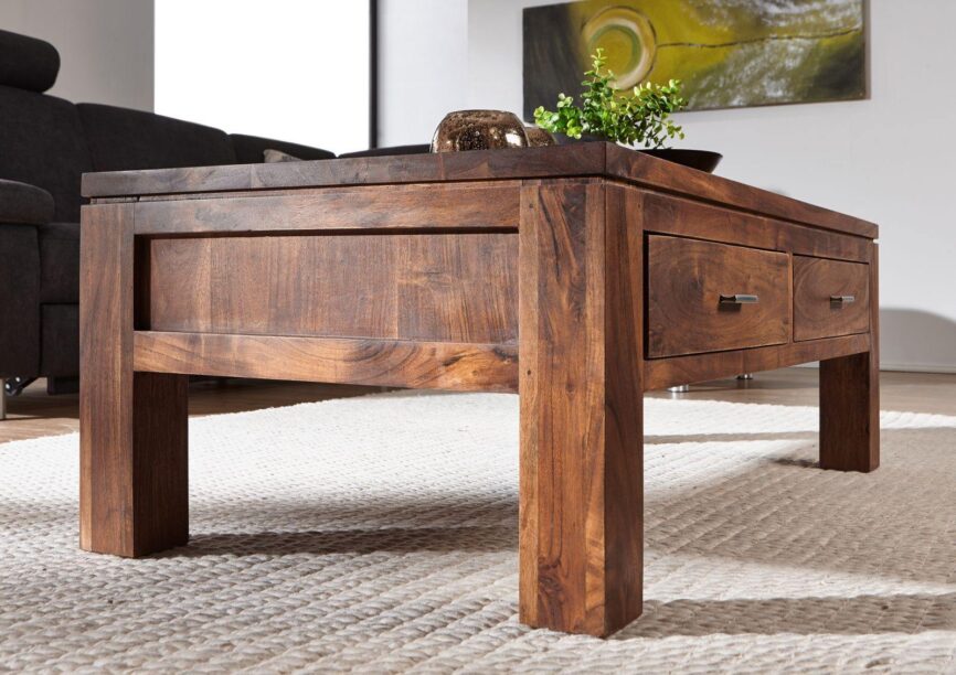 Bison Modern Acacia Wood Compact Coffee Table - Duraster