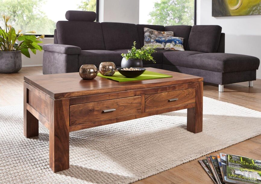 Bison Modern Acacia Wood Compact Coffee Table - Duraster