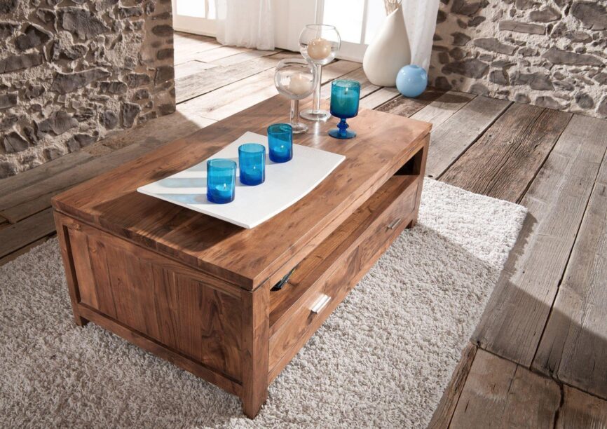 Bison Modern Acacia Wood Storage Coffee Table - Duraster