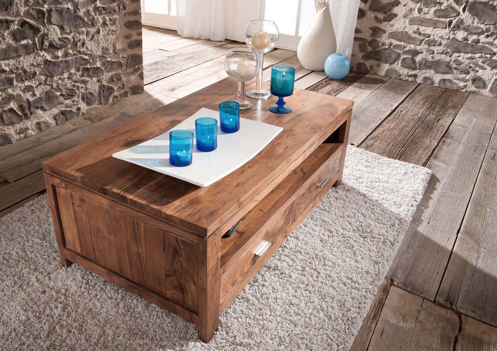 Bison Modern Acacia Wood Storage Coffee Table - Duraster