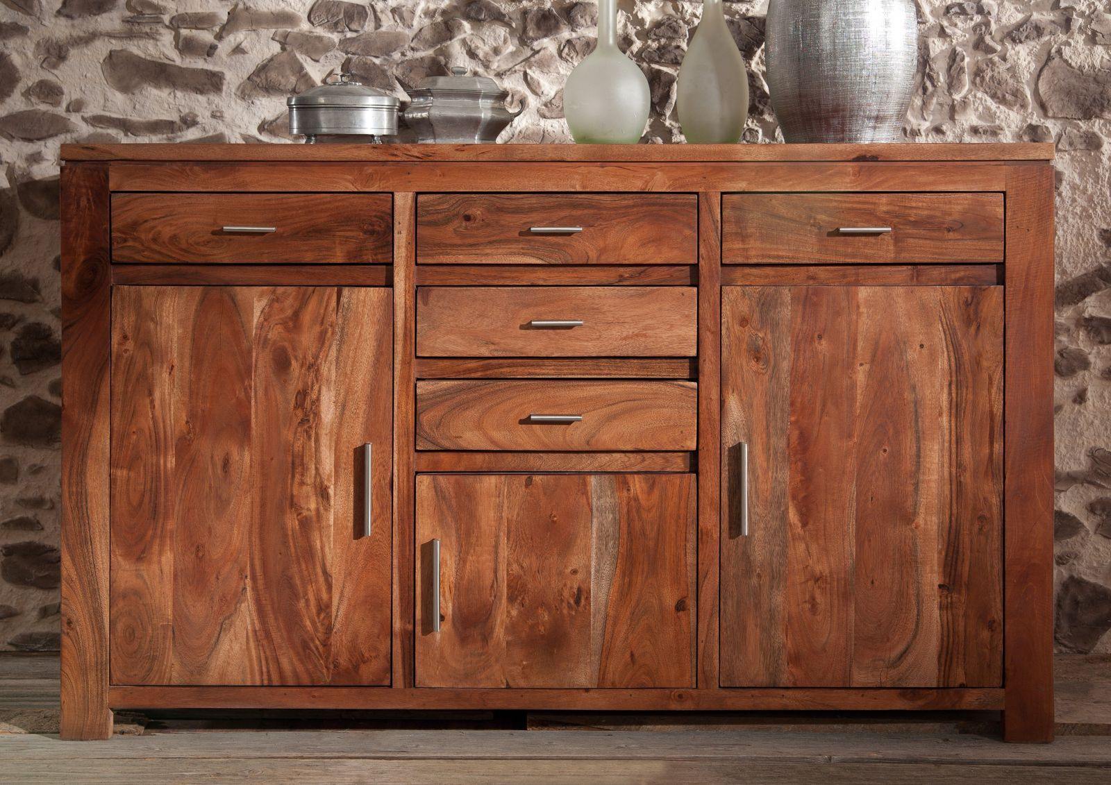 Bison Contemporary Acacia Wood Sideboard Cabinet - Duraster