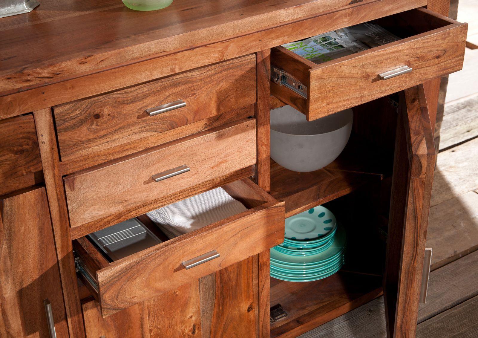 Bison Contemporary Acacia Wood Sideboard Cabinet - Duraster