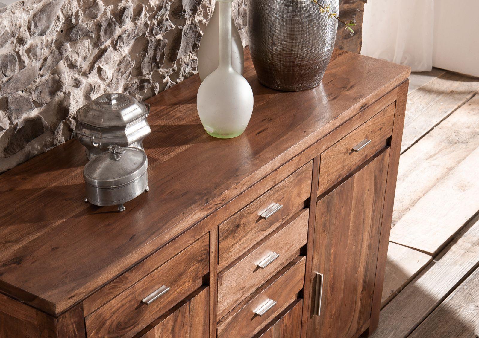 Bison Contemporary Acacia Wood Sideboard Cabinet - Duraster