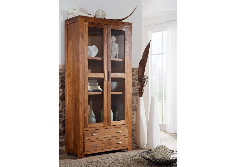 Bison Acacia Wood Contemporary Display Unit & Cabinet - Duraster