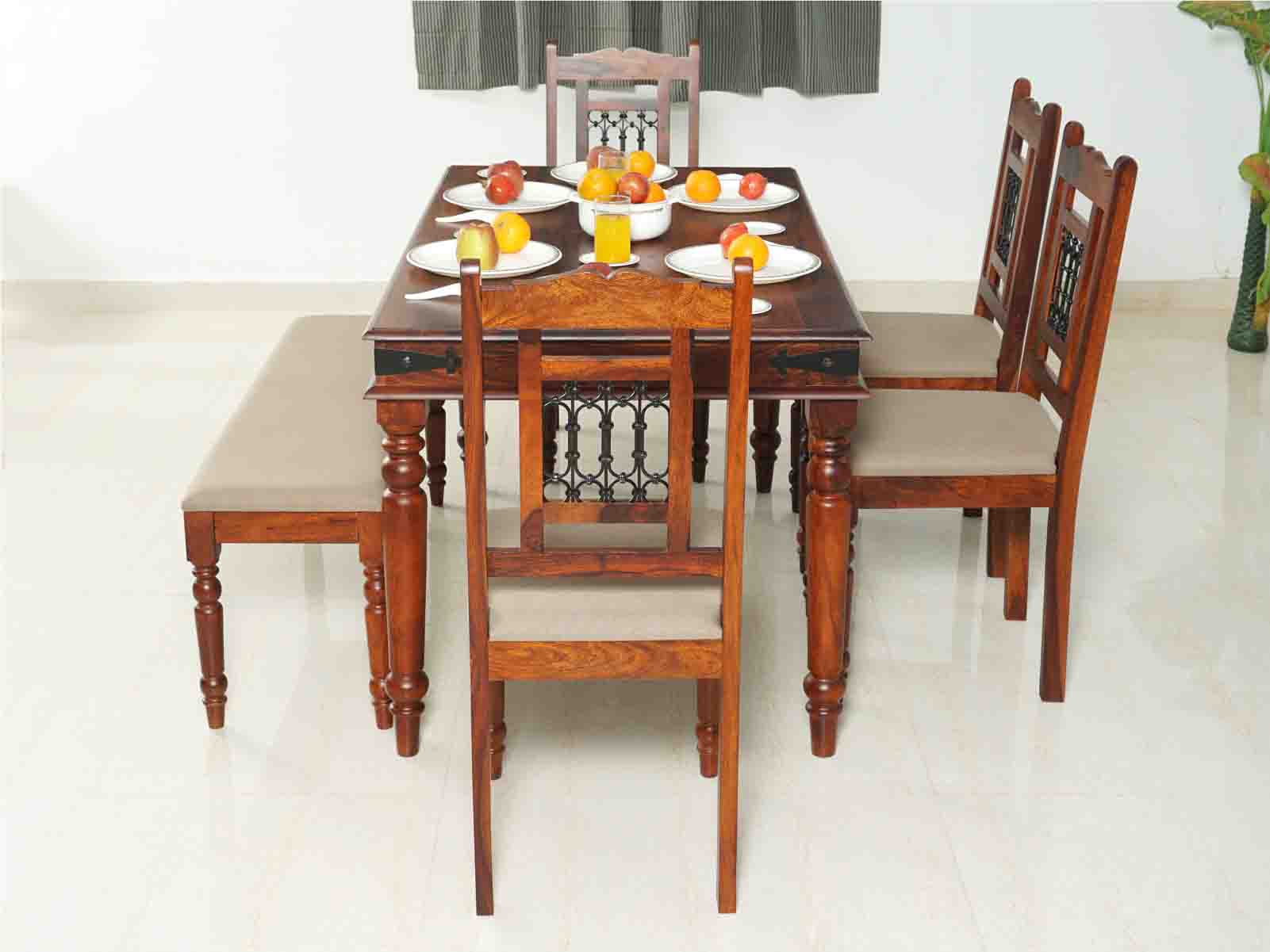 Duraster Eternal Dining Table Set 6 Seater with 4 Chairs & 1 Bench # 3 - Image 5
