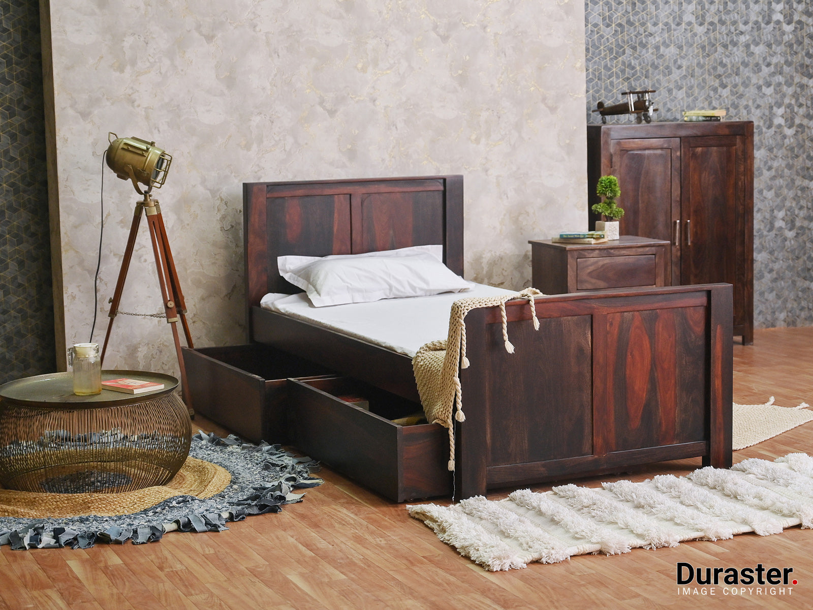 Duraster Marvel Wood Single Bed With Storage #1 - Image 2