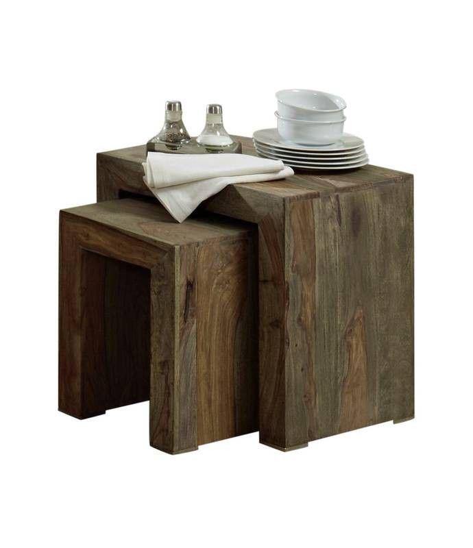 Alpaca Modern Sheesham Side Table #1 (2 Pcs / Set) - Duraster