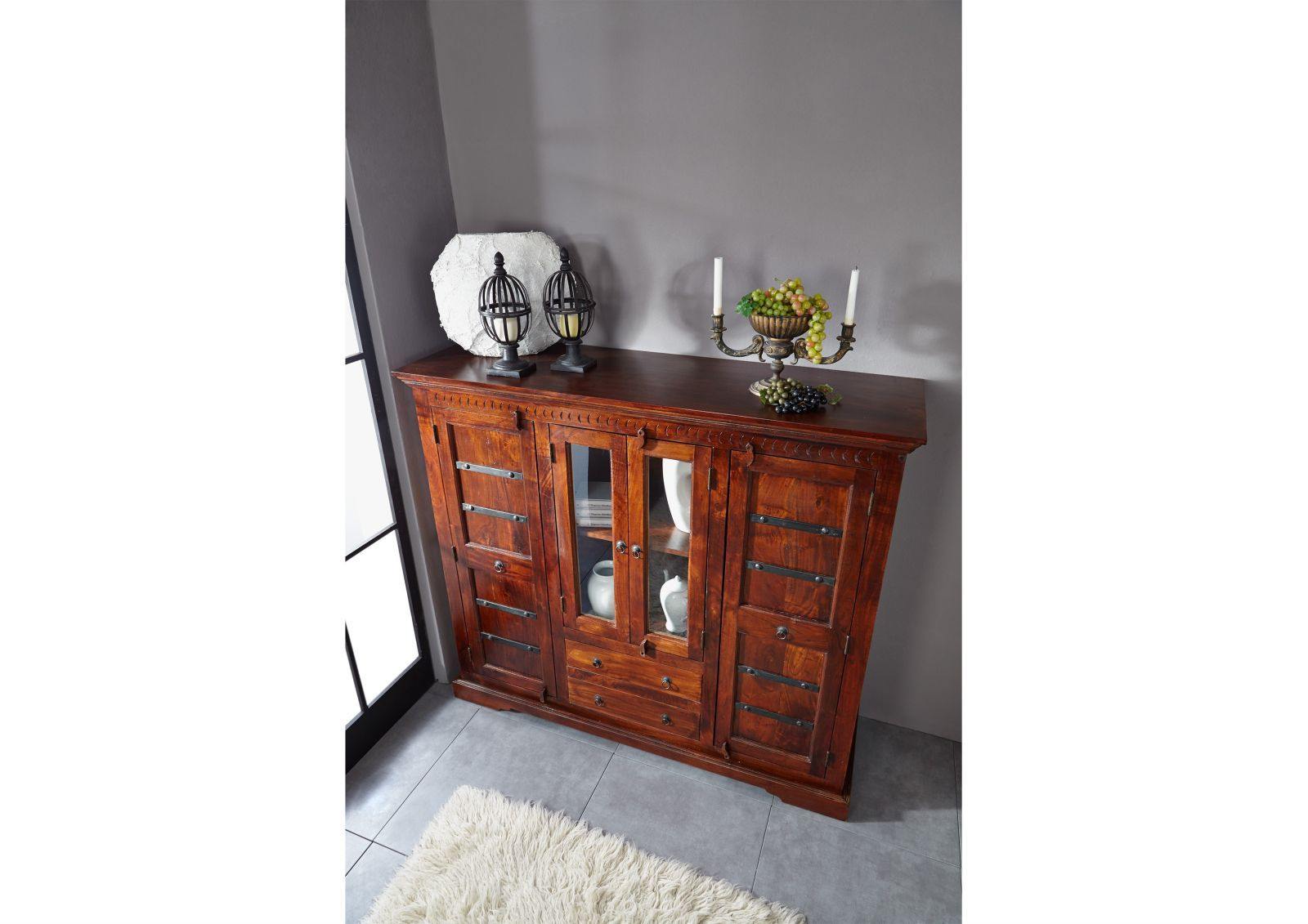 Aristocrat Colonial Acacia Wood Highboard Cabinet #6 - Duraster