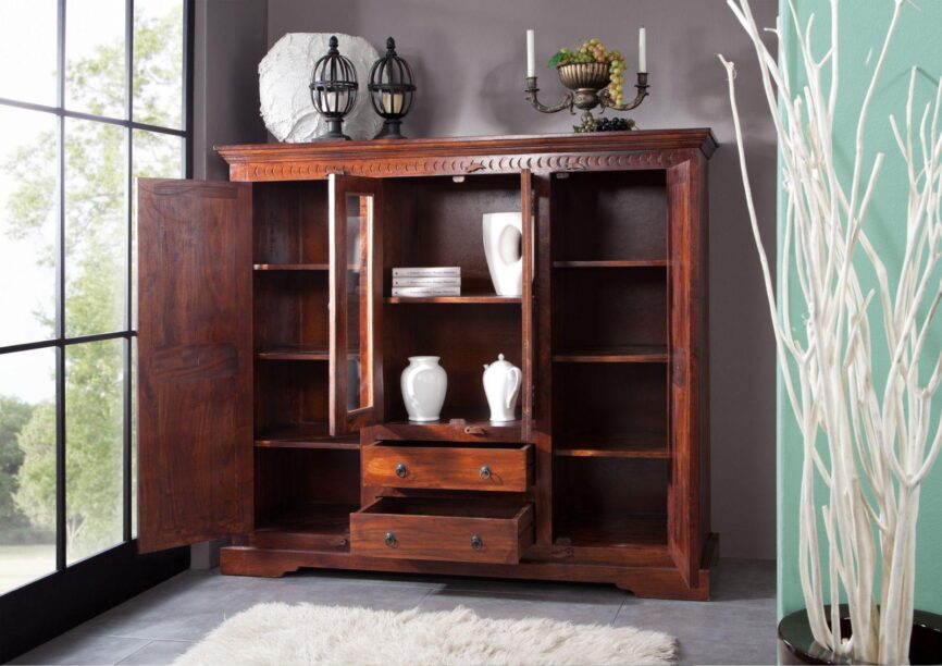 Aristocrat Colonial Acacia Wood Highboard Cabinet #6 - Duraster
