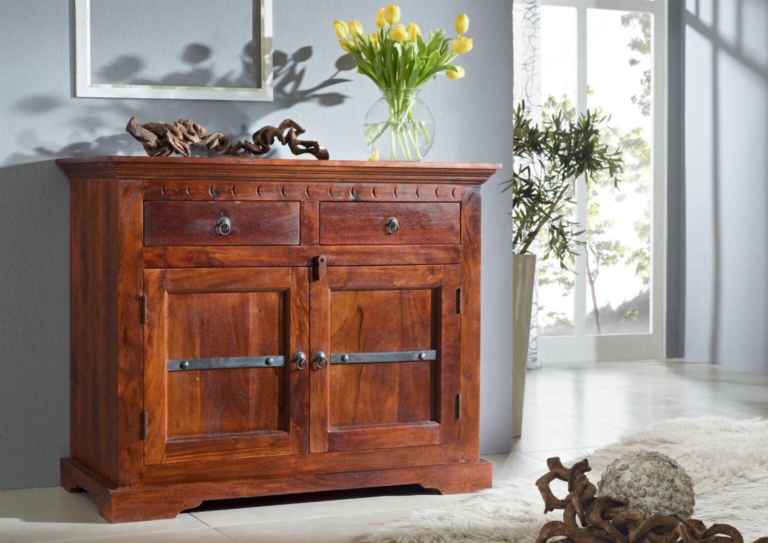Aristocrat Colonial Acacia Wood Dresser Cabinet #5 - Duraster