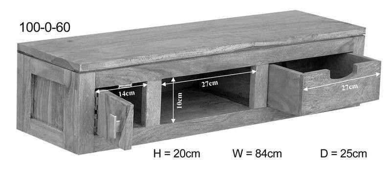 Alpaca Modern Sheesham Wood Wall Cabinet #19 - Duraster