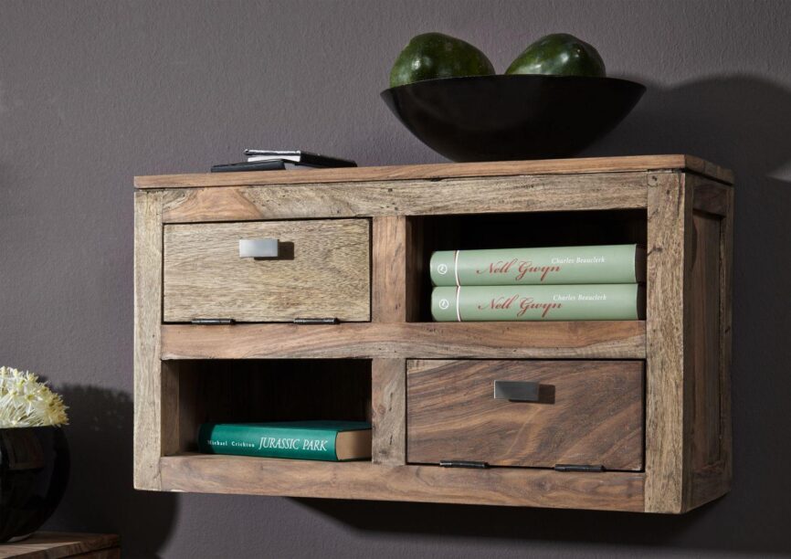 Alpaca Modern Sheesham Wood Wall Shelf Cabinet #17 - Duraster