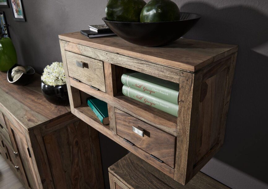 Alpaca Modern Sheesham Wood Wall Shelf Cabinet #17 - Duraster