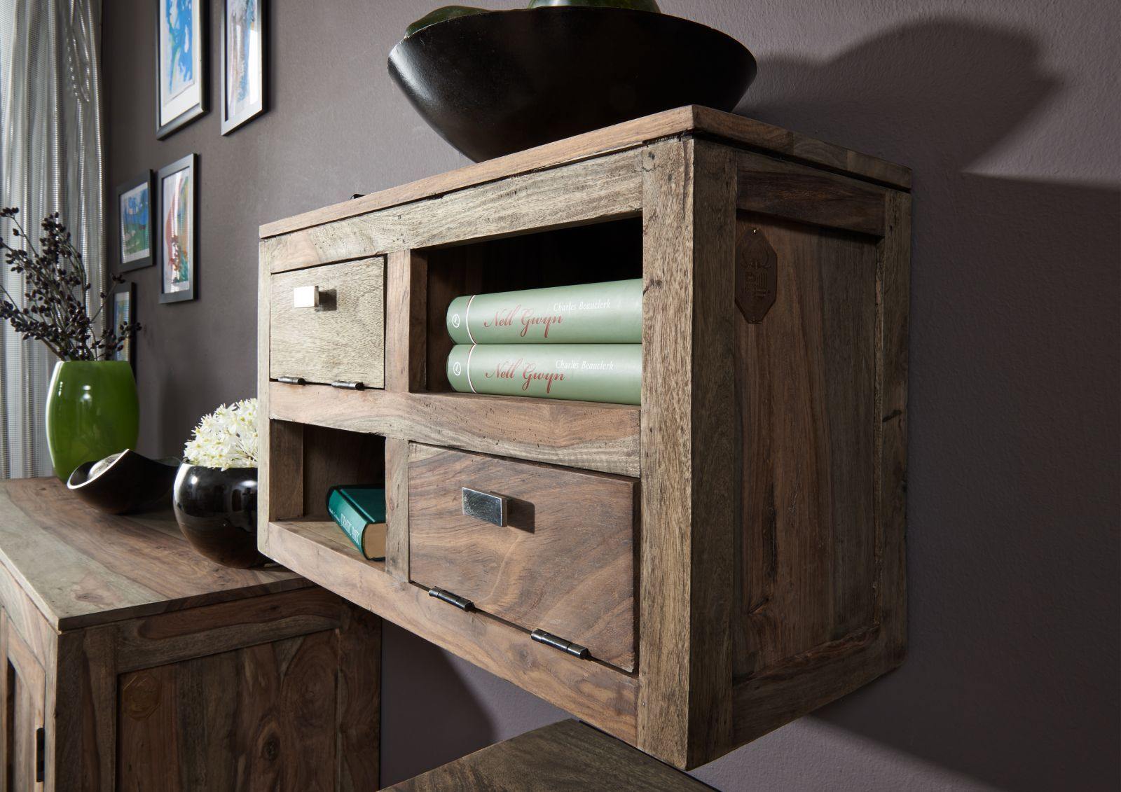 Alpaca Modern Sheesham Wood Wall Shelf Cabinet #17 - Duraster