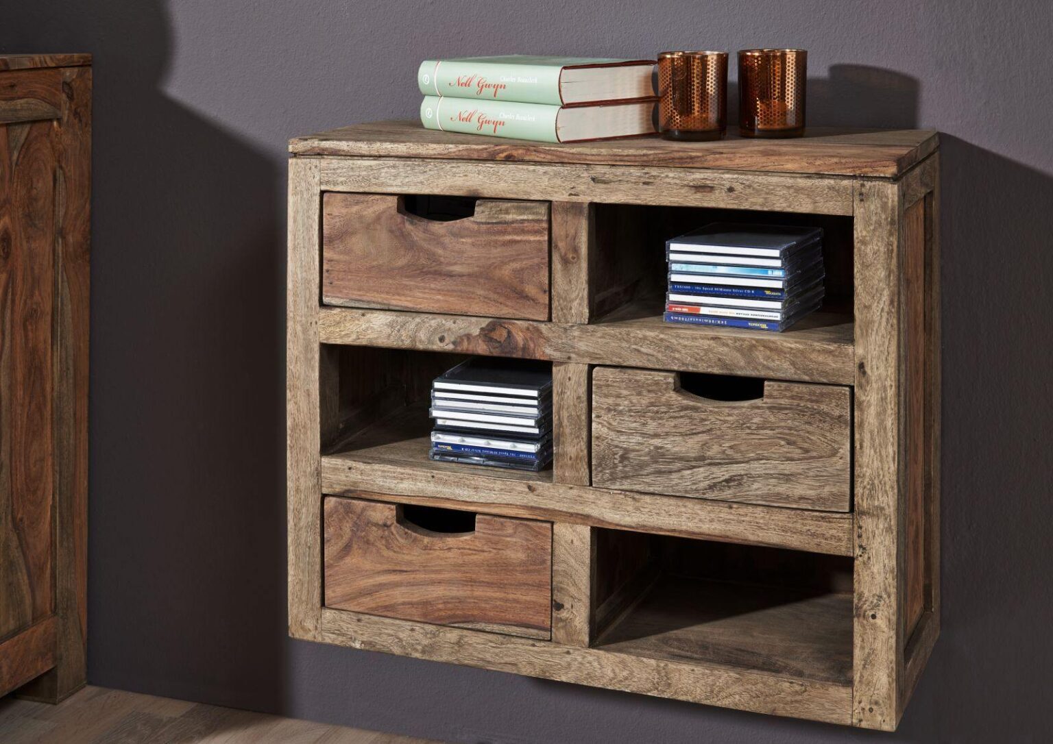 Alpaca Modern Sheesham Wood Wall Cabinet #18 - Duraster