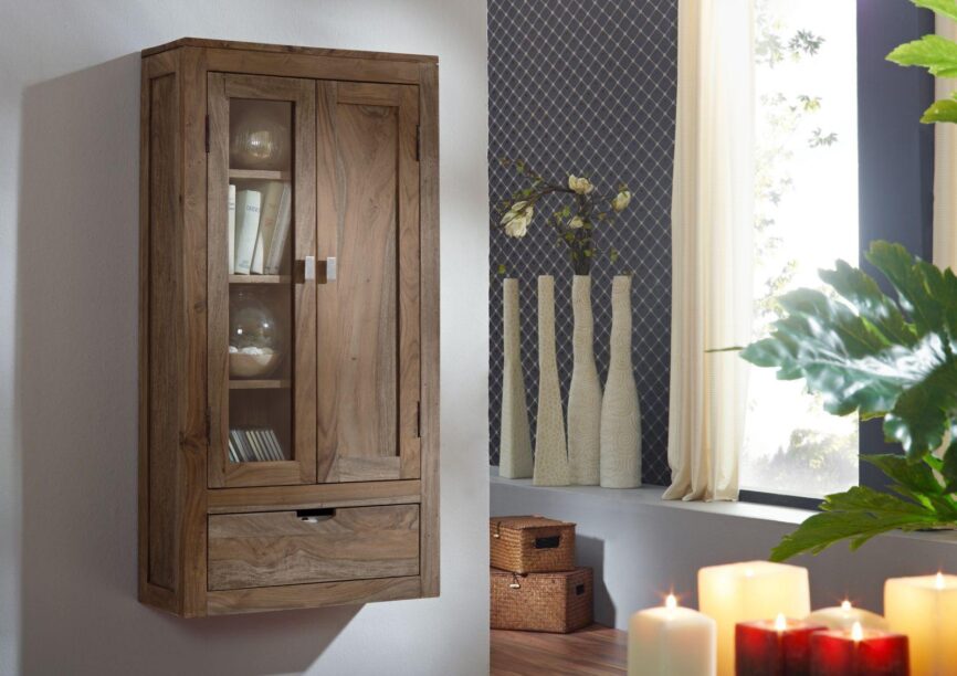 Alpaca Modern Sheesham Wood Hanging Shelf Cabinet #1 - Duraster
