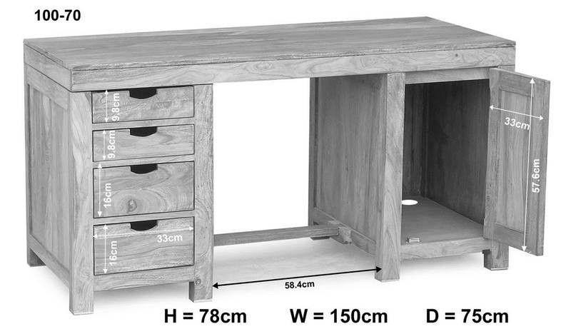 Alpaca Modern Sheesham Study and Computer Desk #2 - Duraster