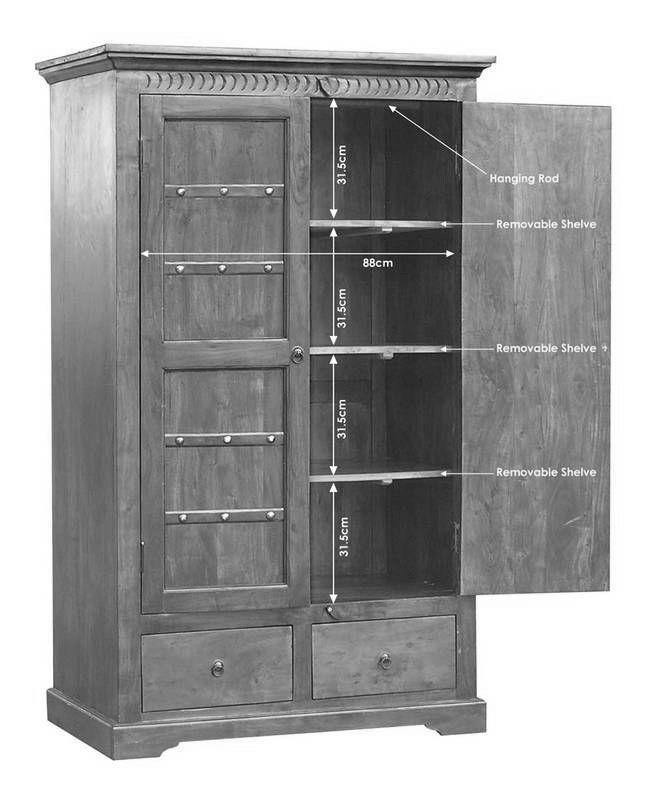 Aristocrat Colonial Acacia Wood Wardrobe Cabinet #7 - Duraster