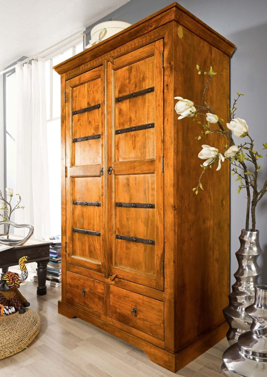 Aristocrat Colonial Acacia Wood Wardrobe Cabinet #7 - Duraster