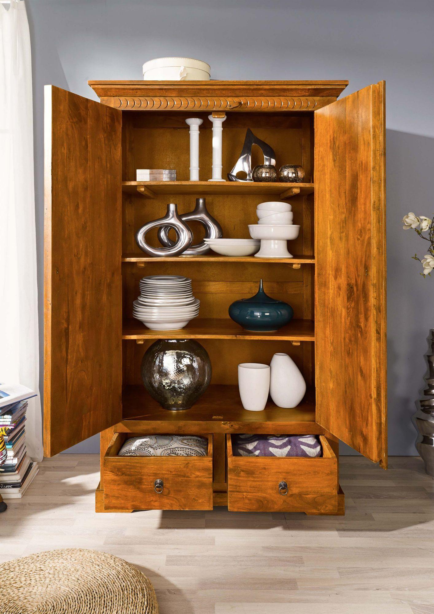 Aristocrat Colonial Acacia Wood Wardrobe Cabinet #7 - Duraster