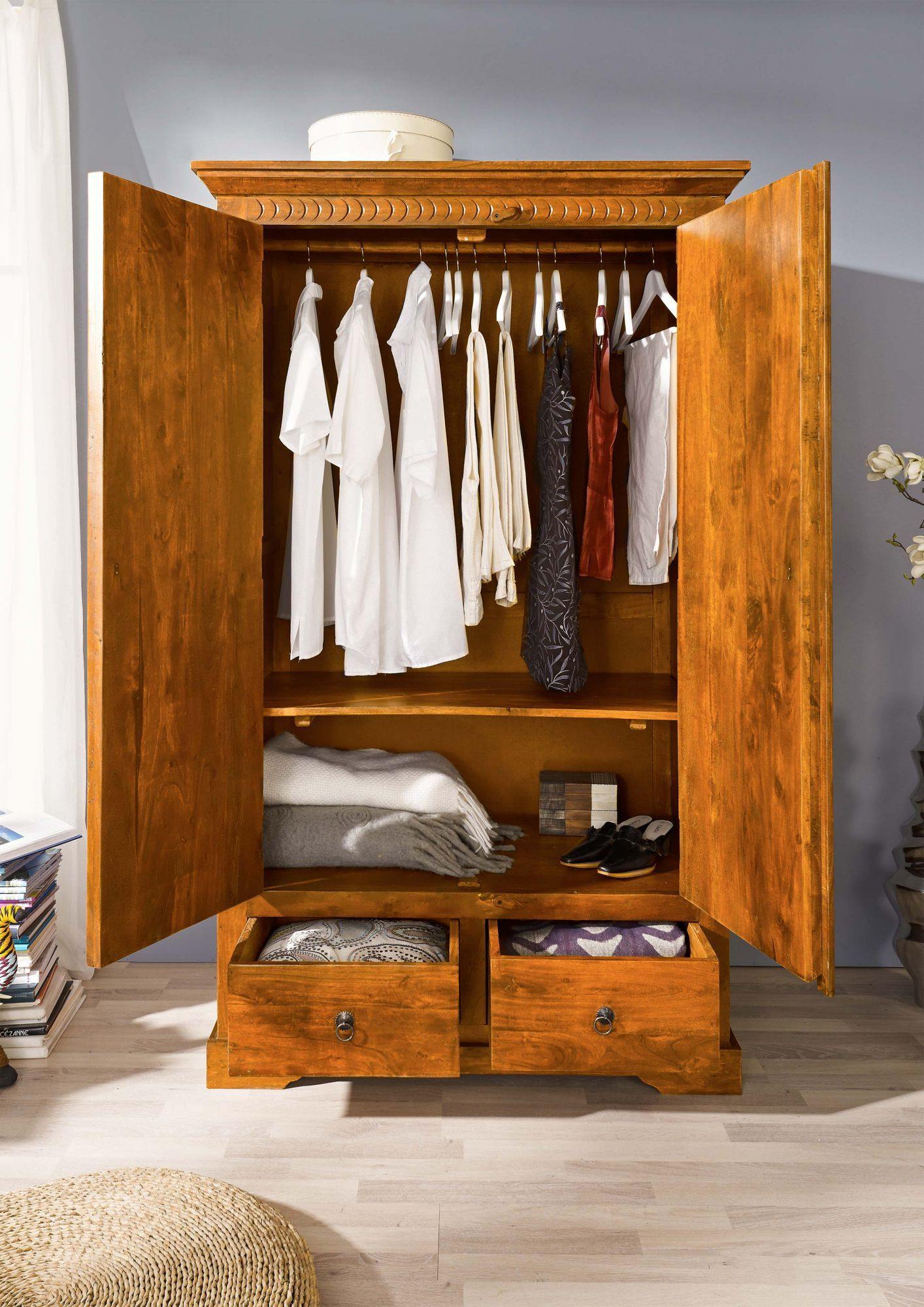Aristocrat Colonial Acacia Wood Wardrobe Cabinet #7 - Duraster