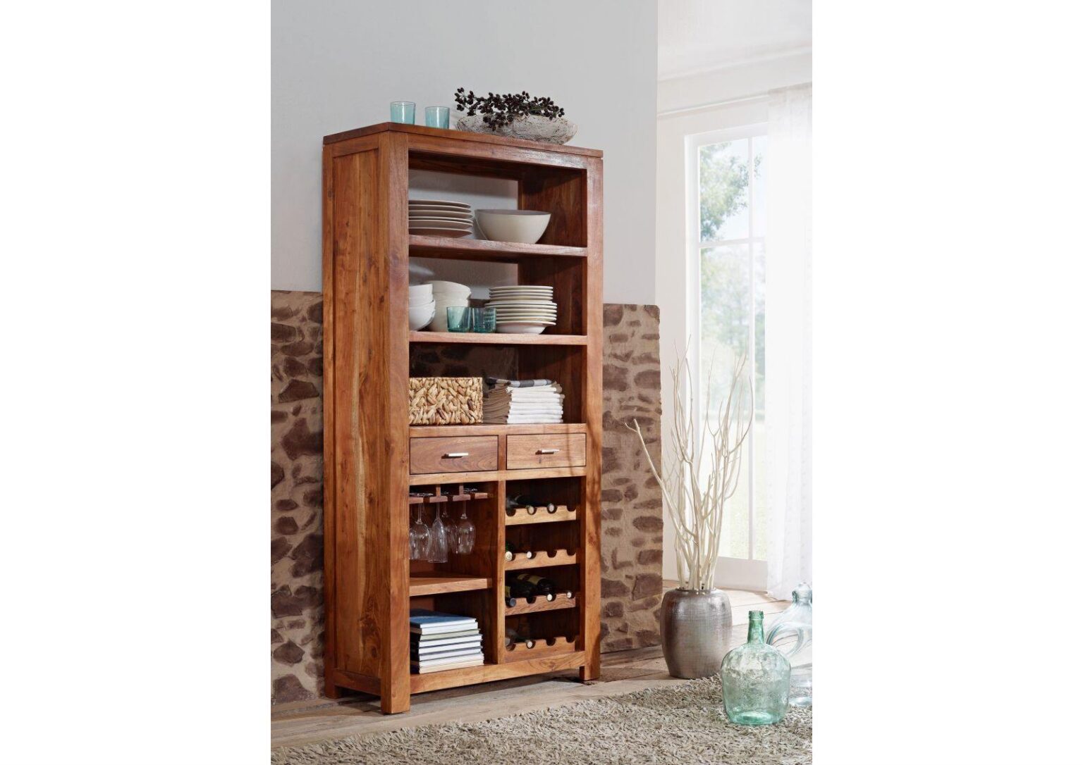 Bison Solid Wood Multi Utility Bar Cabinet - Duraster