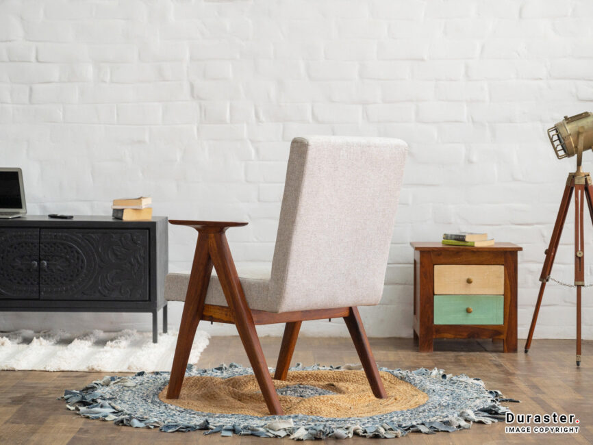 Sheesham Wood Upholstered Armchair