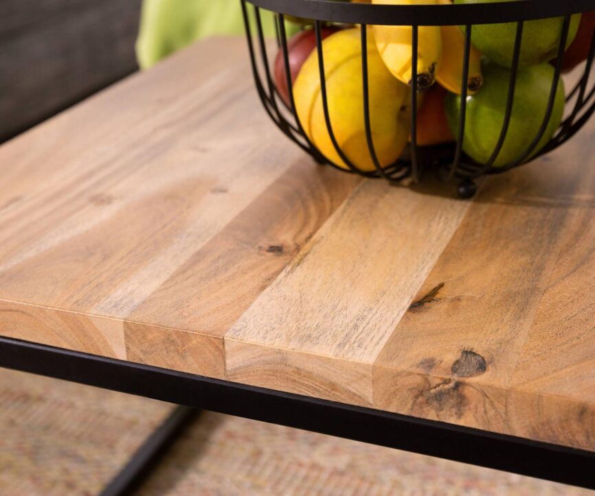 Elementary Stylish Acacia Coffee Table with Black Frame #10 - Duraster