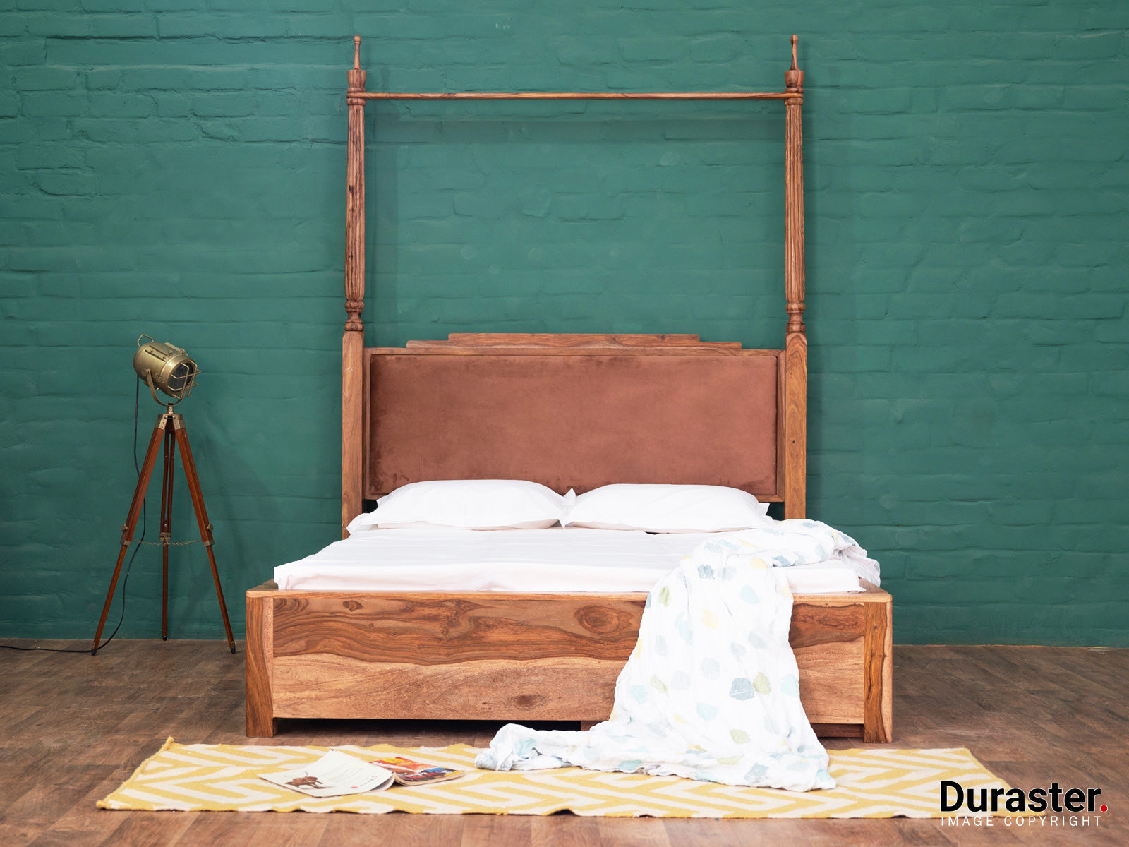 Duraster Hawkin Solid Wood Canopy Poster King Size Bed with Storage #1 - Image 2