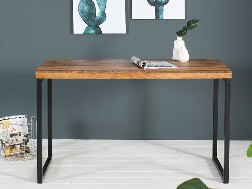 Sheesham Wood Desk With Iron Frame