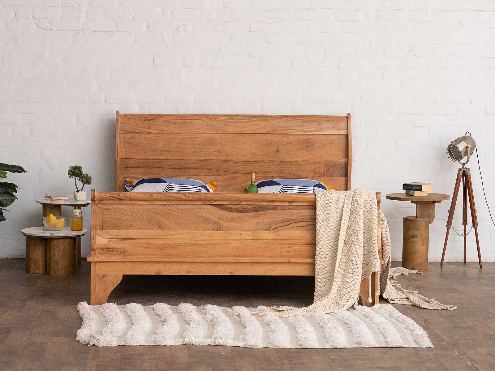Duraster Nature Acacia Wood King Size Bed - Image 2