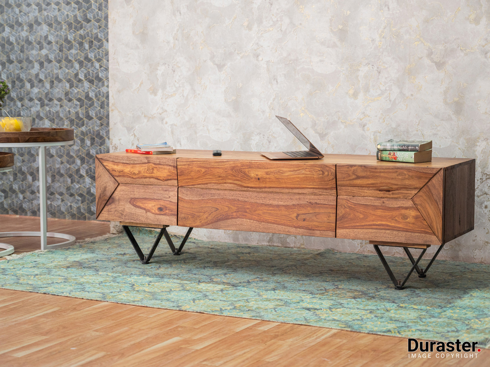Duraster Hawkin Solid Wood Modern TV Unit with Storage #2 - Image 2