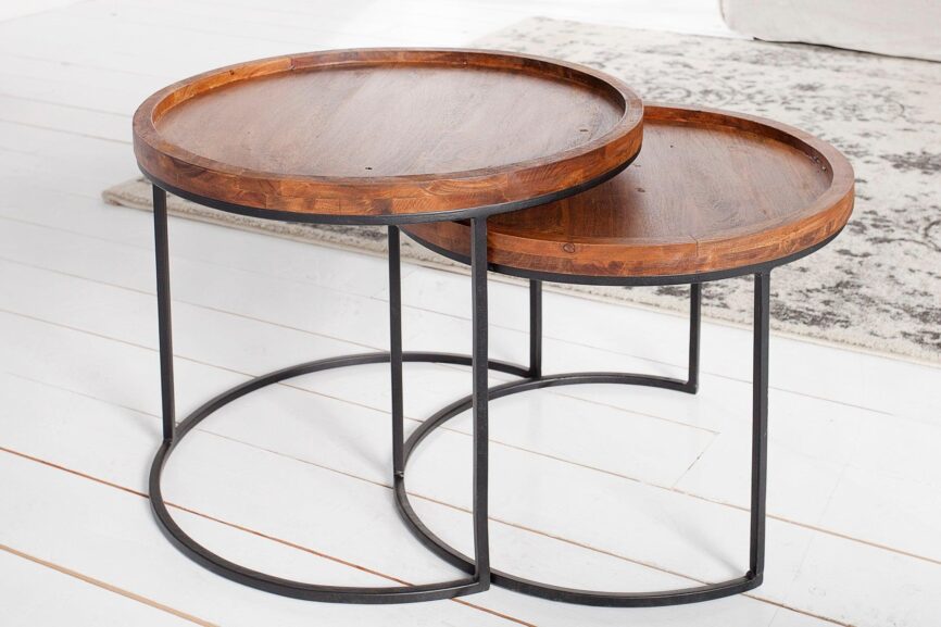 Elementary Solid Sheesham wood Nested Side / Coffee Table #1 - Duraster