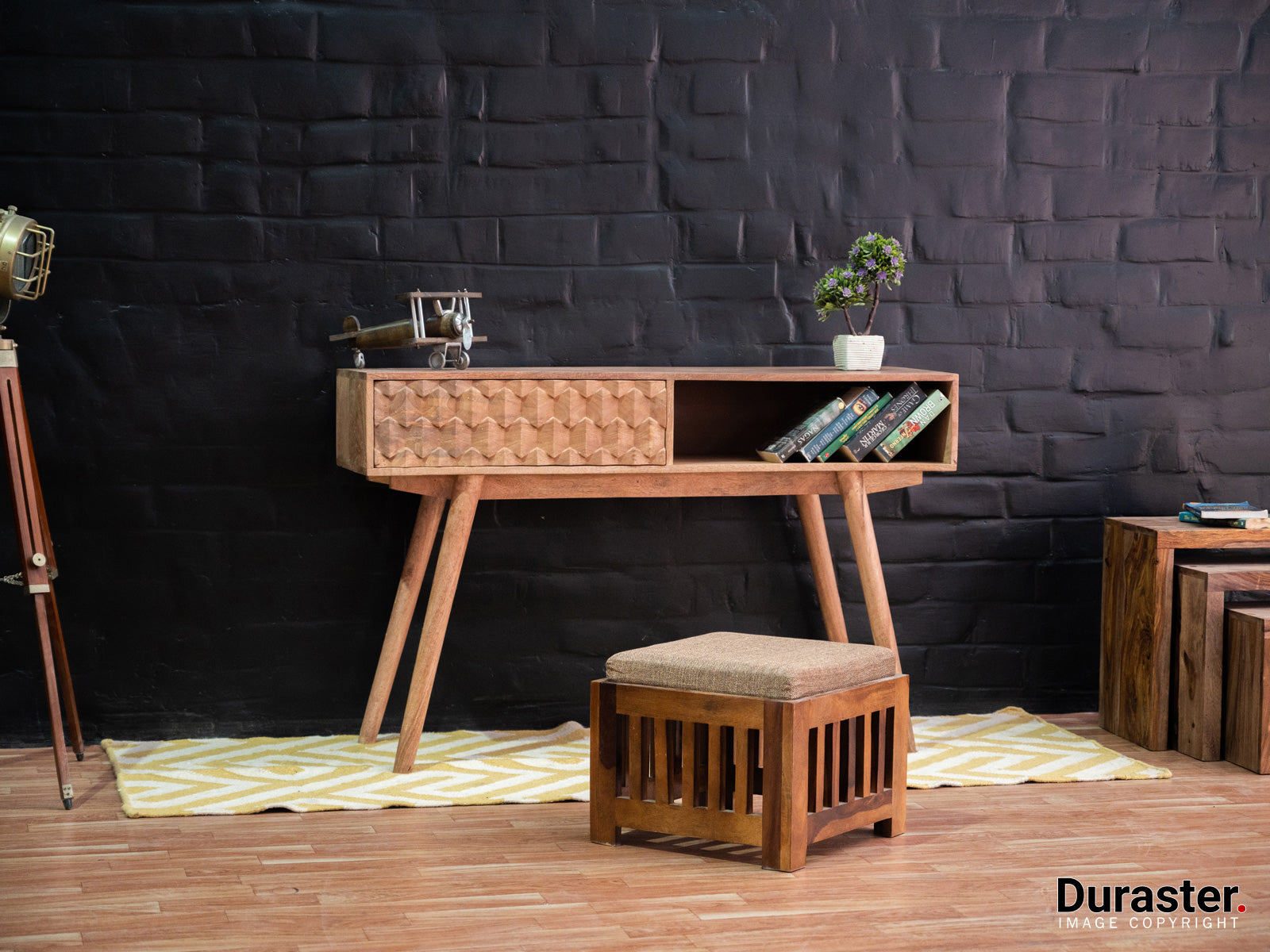 Duraster Diamond Wooden Console Table with Storage #5 - Image 2