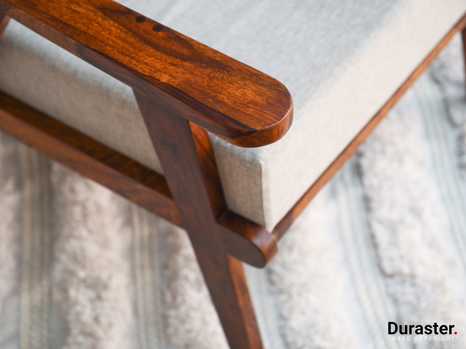 Duraster Vismit Modern Sheesham Wood Lounge Chair With Cane Work #1 - Image 2