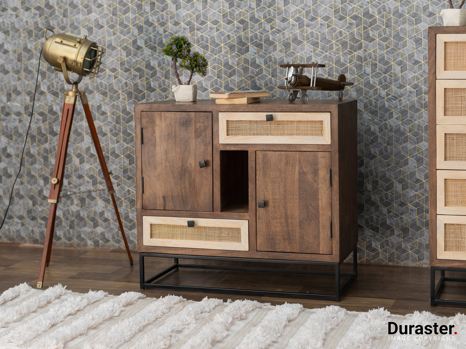 Duraster Irish Modern Sideboard Cabinet With Cane Work #2 - Image 2