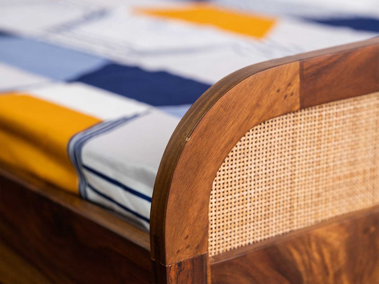 Duraster El Monte Solid Wood Rattan Bed - Image 4