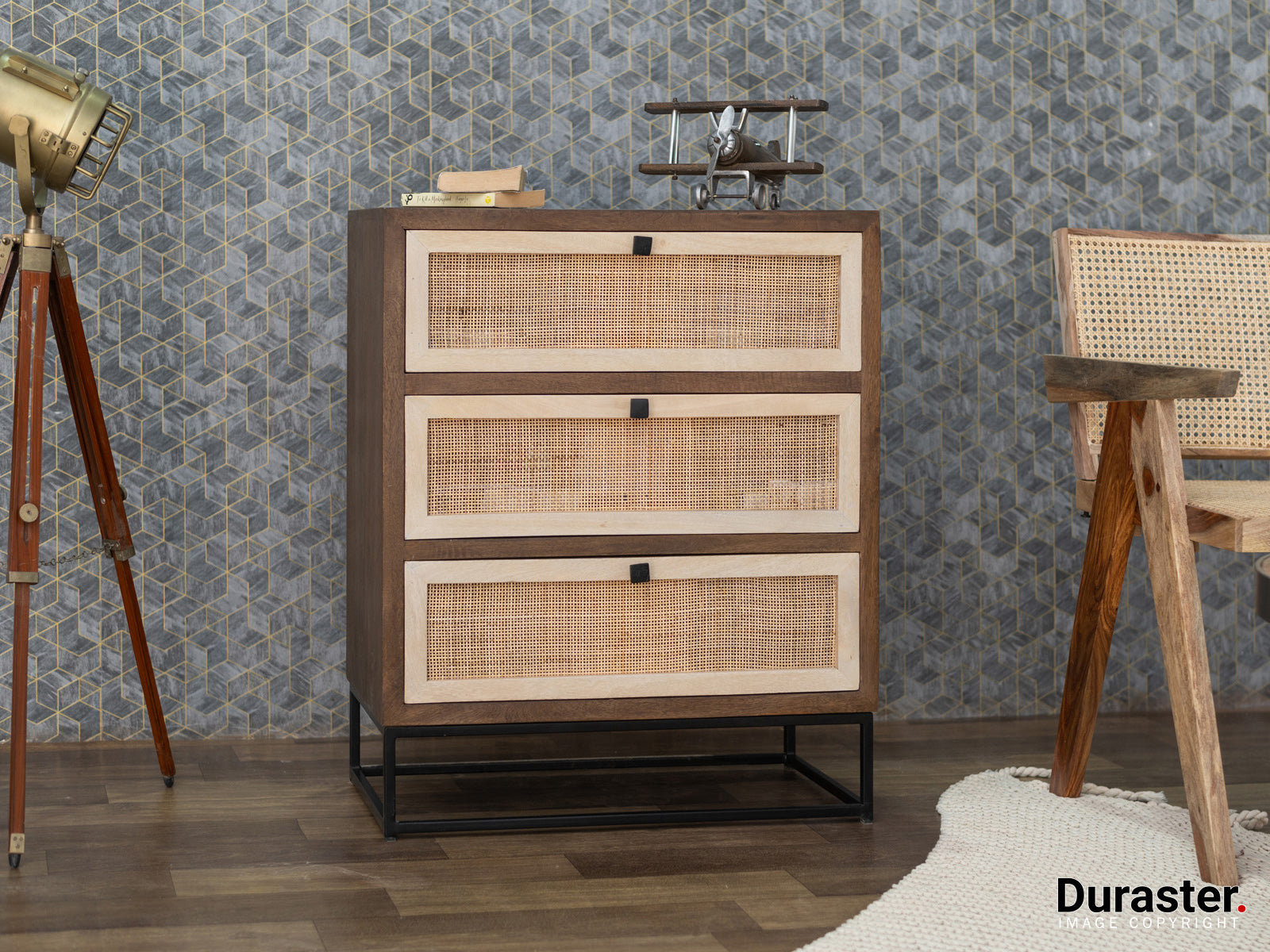 Duraster Irish Mango Wood Chest Of Drawers With Cane Work #4 - Image 2